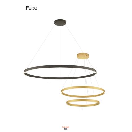 Redo 01-2865 - LED zatemljiv lestenec na kablu FEBE LED/37W/230V zlata