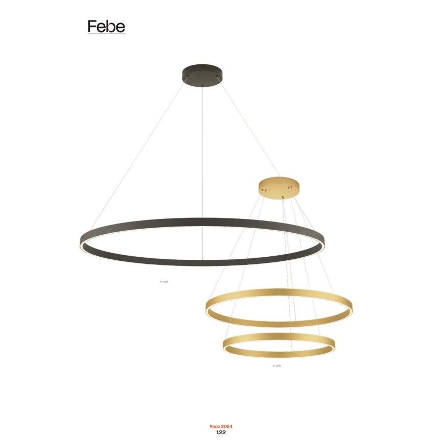Redo 01-2865 - LED zatemljiv lestenec na kablu FEBE LED/37W/230V zlata