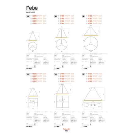 Redo 01-2865 - LED zatemljiv lestenec na kablu FEBE LED/37W/230V zlata