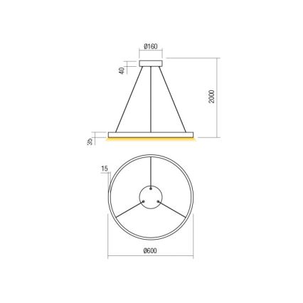 Redo 01-2865 - LED Zatemnitveni lestenec na vrvici FEBE LED/37W/230V zlata