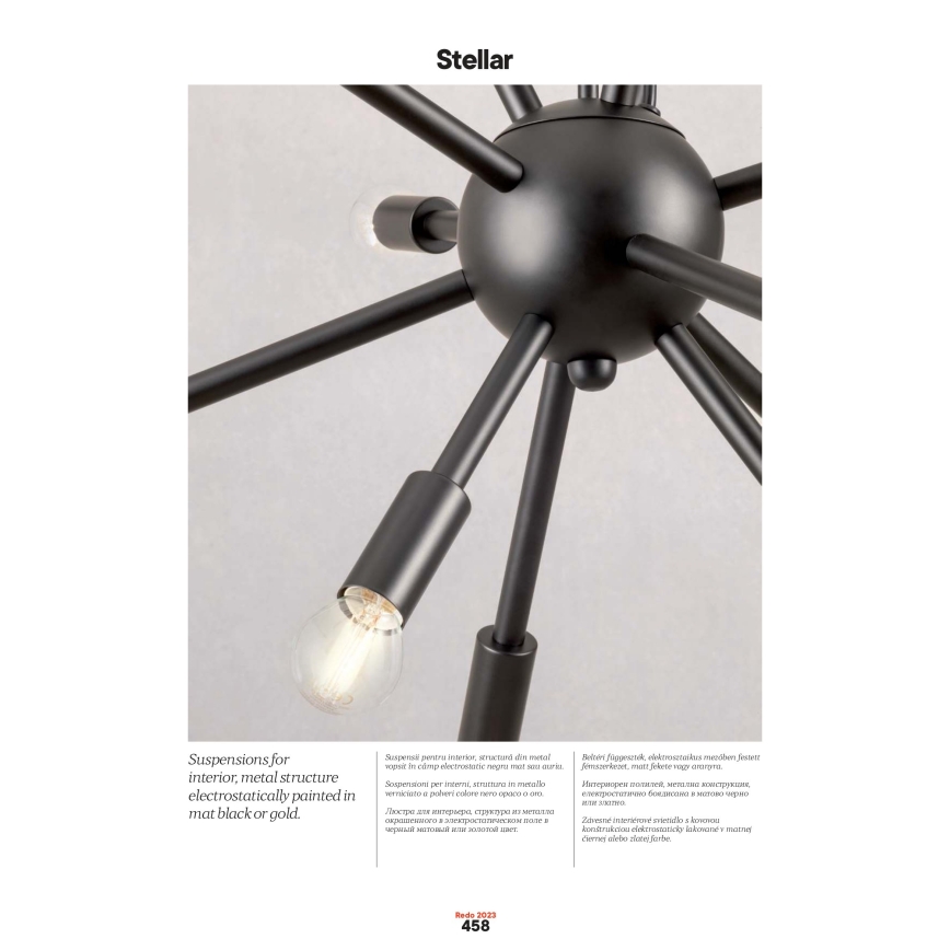 Redo 01-2934 - Lestenec na kablu STELLAR 12xE14/25W/230V črna