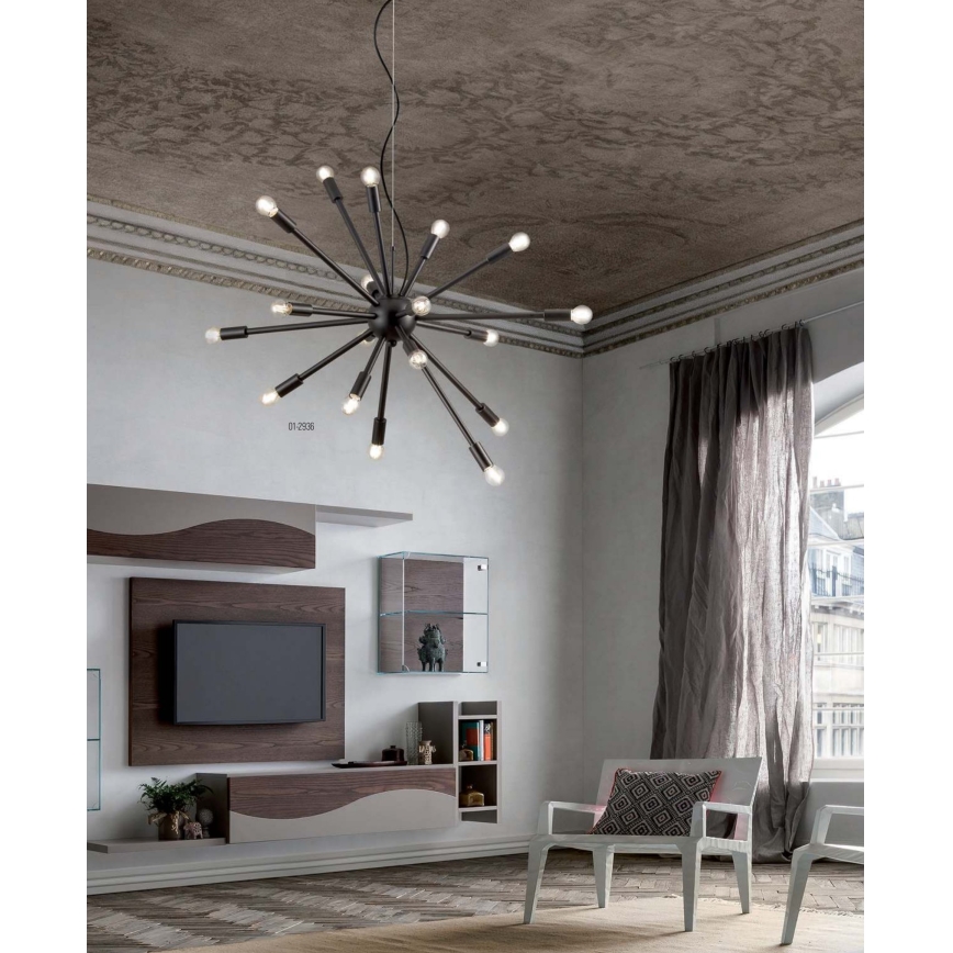 Redo 01-2936 - Lestenec na vrvici STELLAR 18xE14/25W/230V črna