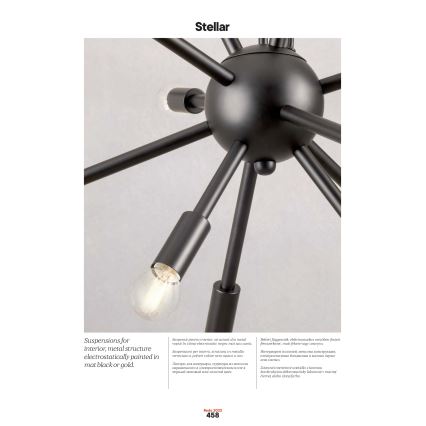 Redo 01-2936 - Lestenec na vrvici STELLAR 18xE14/25W/230V črna