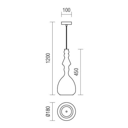 Redo 01-2937 - Lestenec na kablu AMBIX 1xE27/42W/230V, Ø 18 cm, zlate barve