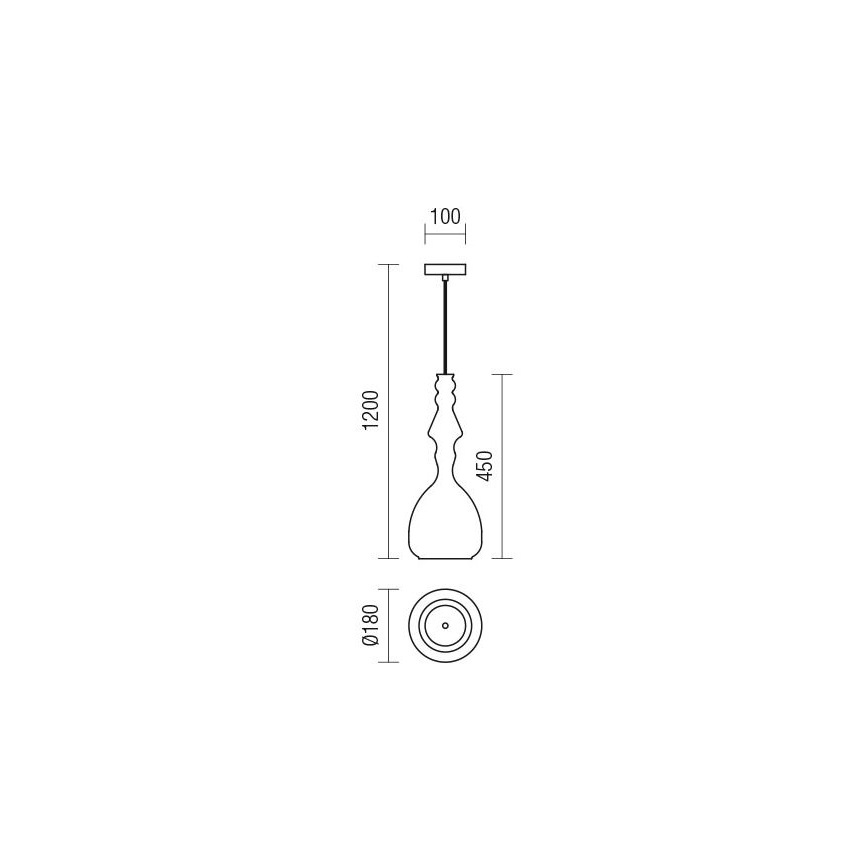 Redo 01-2938 - Lestenec na kablu AMBIX 1xE27/42W/230V premer 18 cm siva
