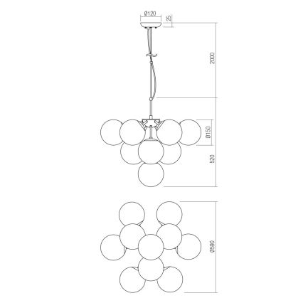 Redo 01-2940 - Lestenec na vrvici AGAPE 10xE14/28W/230V zlata