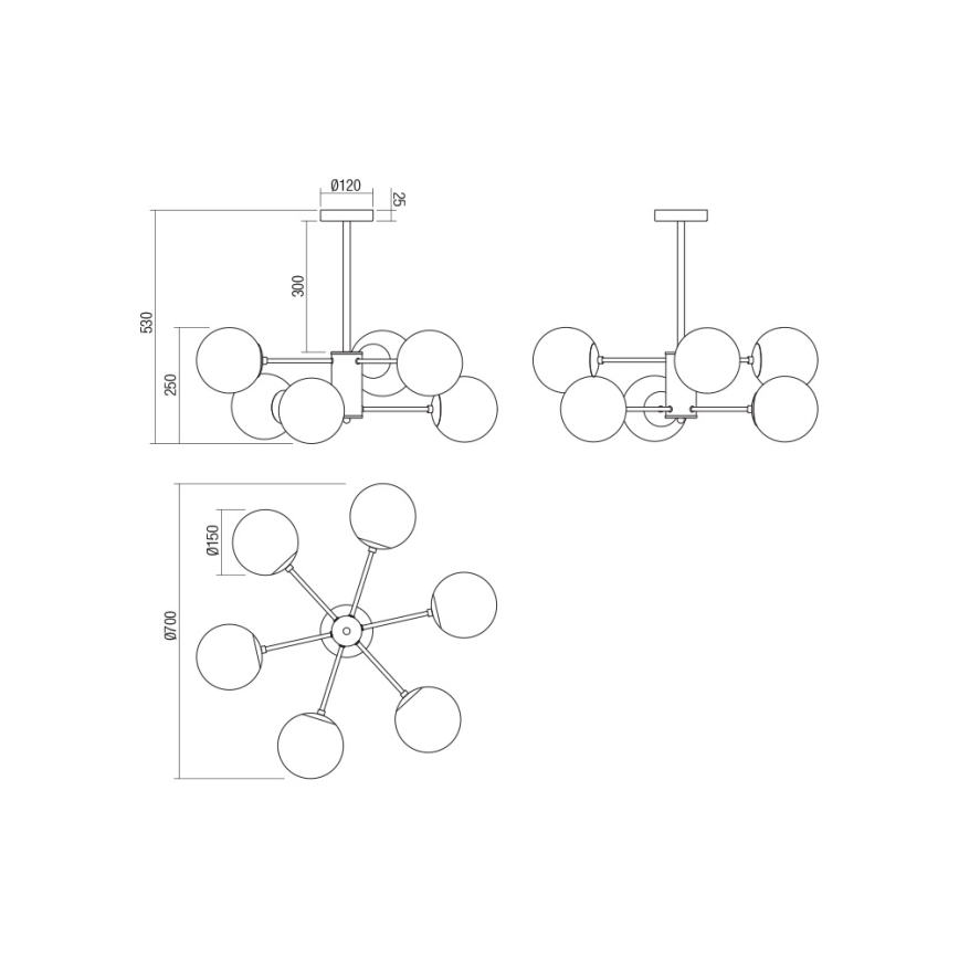 Redo 01-2943 - Lestenec na drogu MUNDI 6xE14/28W/230V baker