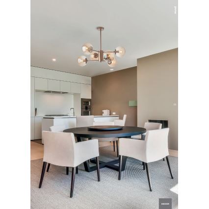 Redo 01-2943 - Lestenec na drogu MUNDI 6xE14/28W/230V bakrena/dimna