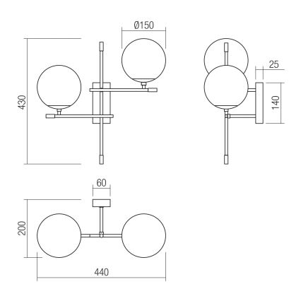 Redo 01-2946 - Stenska svetilka ESSENTIAL 2xE14/28W/230V