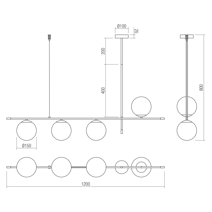 Redo 01-2949 - Lestenec na vrvici ESSENTIAL 4xE14/28W/230V