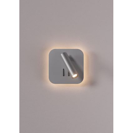 Redo 01-2978 - LED stensko svetilo QUDA LED/6W/230V + LED/3W 3000K CRI 90 USB mat krom