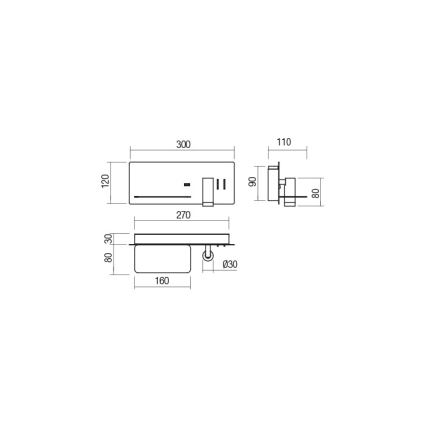 Redo 01-2985 - LED Stenski reflektor BROOK LED/8W/230V + LED/3W USB CRI 90 črna levo