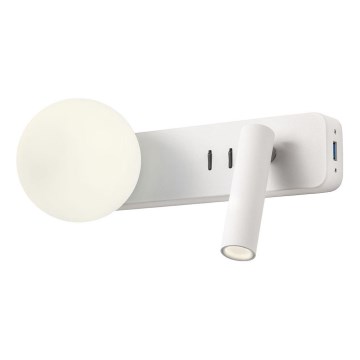 Redo 01-2991 - LED stensko svetilo OASIS LED/3W/230V + 1xG9/10W USB CRI 90 bela