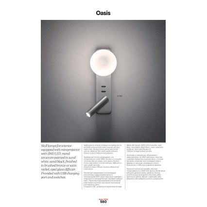 Redo 01-2992 - LED stenska svetilka OASIS LED/3W/230V + 1xG9/10W USB CRI 90 bronasta