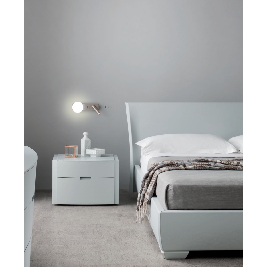 Redo 01-2993 - LED stensko svetilo OASIS LED/3W/230V + 1xG9/10W USB CRI 90 sijajni krom