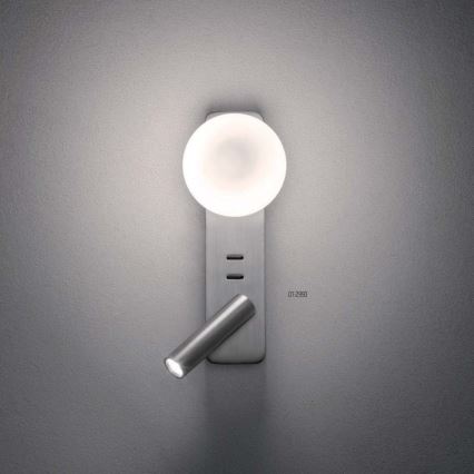 Redo 01-2993 - LED stensko svetilo OASIS LED/3W/230V + 1xG9/10W USB CRI 90 sijajni krom