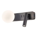 Redo 01-2994 - LED stensko svetilo OASIS LED/3W/230V + 1xG9/10W USB CRI 90 črno
