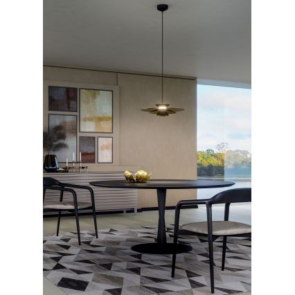 Redo 01-3001 - LED lestenec na jeklenem lanku FARGO LED/16,5W/230V CRI 90 premer 50 cm črna/zlata