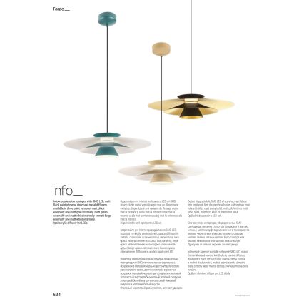 Redo 01-3003 - LED lestenec na kablu FARGO LED/16,5W/230V CRI 90 premer 50 cm bež/bela