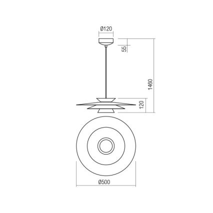 Redo 01-3003 - LED lestenec na kablu FARGO LED/16,5W/230V CRI 90 premer 50 cm bež/bela