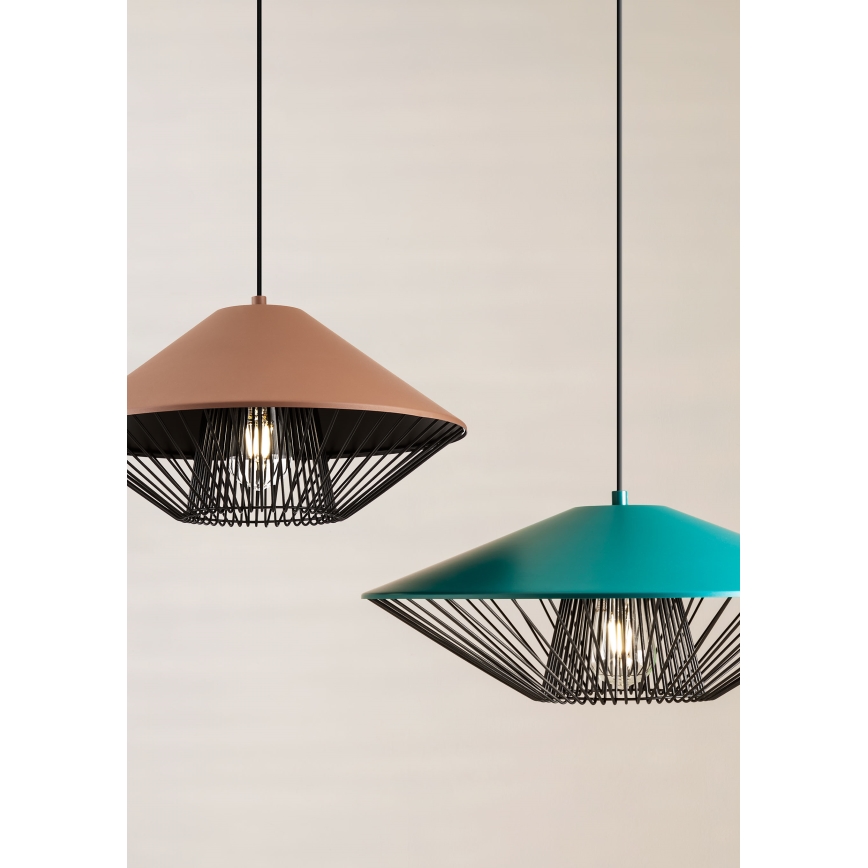 Redo 01-3006 - Lestenec na lanku GRILL 1xE27/42W/230V Ø 39,6 cm črna/turkizna