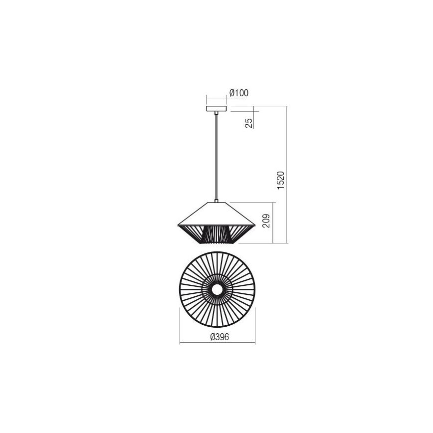 Redo 01-3006 - Lestenec na lanku GRILL 1xE27/42W/230V Ø 39,6 cm črna/turkizna