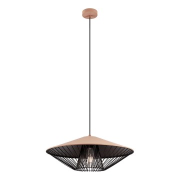 Redo 01-3009 - Lestenec na kablu GRILL 1xE27/42W/230V, premer 49,5 cm, črna/rjava