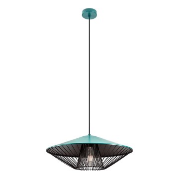 Redo 01-3010 - Viseči lestenec na kablu GRILL 1xE27/42W/230V premer 49,5 cm črna/tirkizna