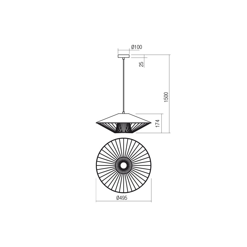 Redo 01-3010 - Viseči lestenec na kablu GRILL 1xE27/42W/230V premer 49,5 cm črna/tirkizna