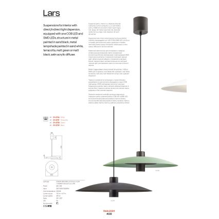Redo 01-3018 - LED lestenec na jeklenem lanku LARS LED/14W/230V + LED/10W premer 60 cm CRI 90 bela