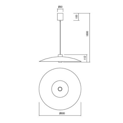Redo 01-3020 - LED lestenec na jekleni vrvici LARS LED/14W/230V + LED/10W, premer 60 cm, CRI 90, oranžna