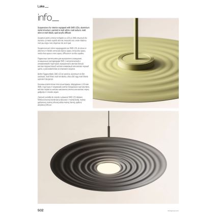 Redo 01-3045 - Viseči LED lestenec LAKE na kablu LED/13W/230V CRI 90, premer 50 cm, v oranžni barvi