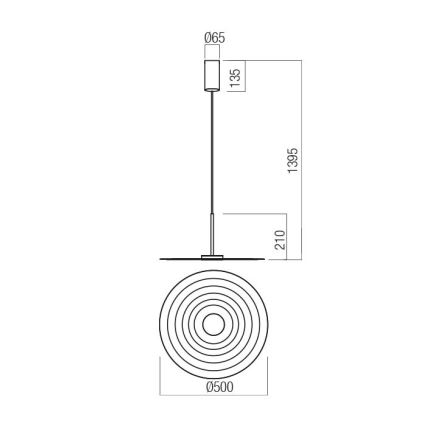 Redo 01-3047 - LED lestenec na kablu LAKE LED/13W/230V CRI 90, premer 50 cm, črna
