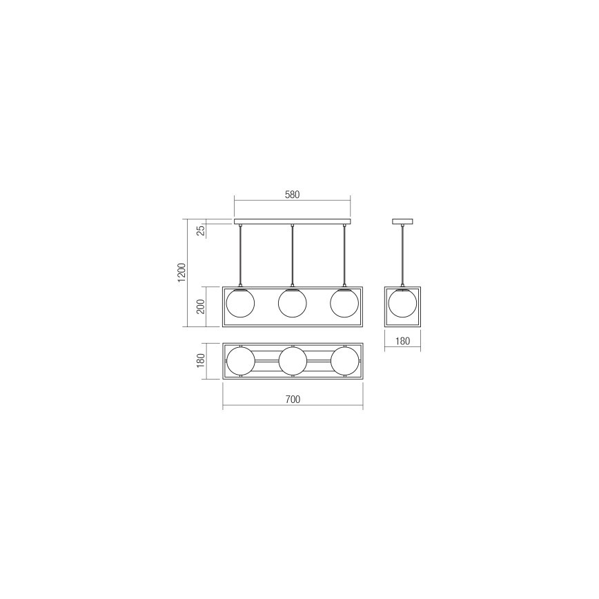Redo 01-3057 - Lestenec na vrvici ZODIAC 3xE14/28W/230V