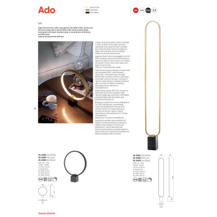 Redo 01-3063 - LED Zatemnitvena talna svetilka ADO LED/24W/230V črna