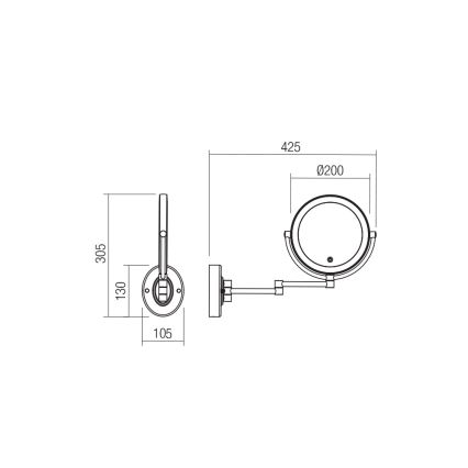Redo 01-3087 - LED Zatemnitveno kozmetično ogledalo na dotik SELFIE LED/7W/230V 3000/4000/6000K bela