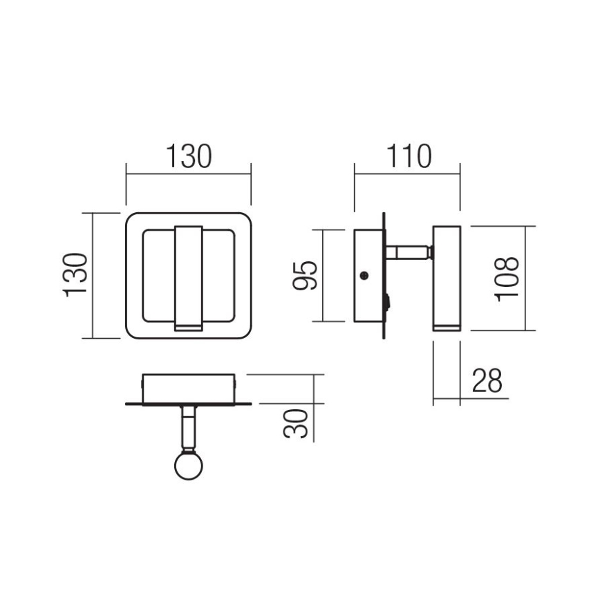 Redo 01-3092 - LED Stenski reflektor CLOSER LED/6W/230V črna
