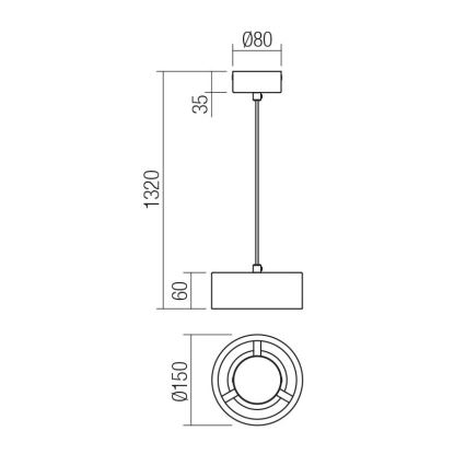Redo 01-3099 - LED Lestenec na vrvici PUNKT LED/6W/230V pr. 15 cm bela