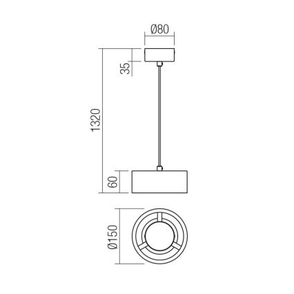 Redo 01-3100 - LED lestenec na vrvici PUNKT LED/6W/230V pr. 15 cm medenina