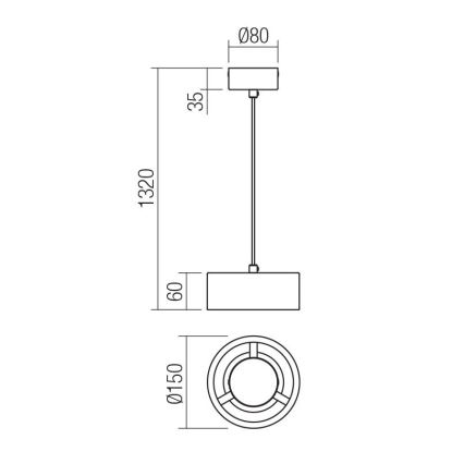 Redo 01-3101 - LED Lestenec na vrvici PUNKT LED/6W/230V pr. 15 cm črna
