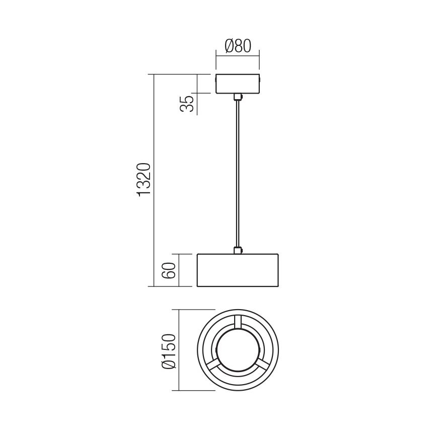 Redo 01-3101 - LED Lestenec na vrvici PUNKT LED/6W/230V pr. 15 cm črna