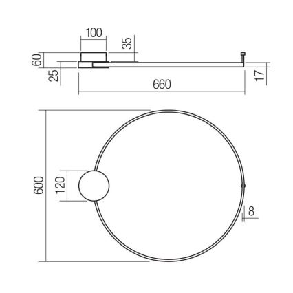 Redo 01-3103 - LED Stenska svetilka ATOM LED/20W/230V pr. 60 cm