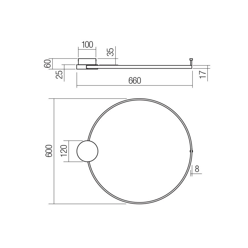 Redo 01-3103 - LED Stenska svetilka ATOM LED/20W/230V pr. 60 cm