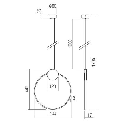 Redo 01-3106 - LED Lestenec na vrvici ATOM LED/11W/230V pr. 40 cm