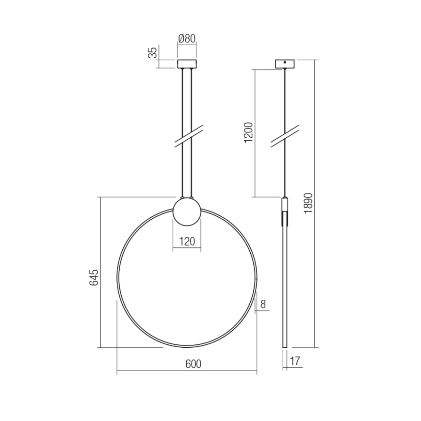 Redo 01-3107 - LED Lestenec na vrvici ATOM LED/20W/230V pr. 60 cm