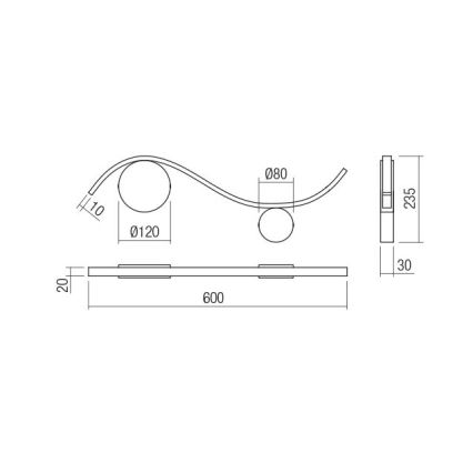 Redo 01-3109 - LED Stenska svetilka WAVE LED/9W/230V medenina