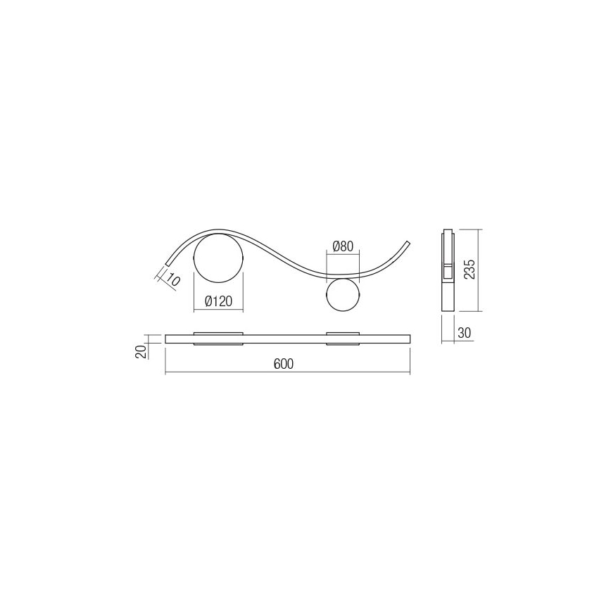 Redo 01-3109 - LED Stenska svetilka WAVE LED/9W/230V medenina