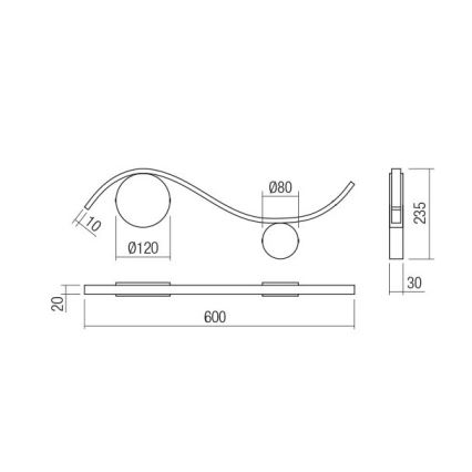 Redo 01-3110 - LED Stenska svetilka WAVE LED/9W/230V črna