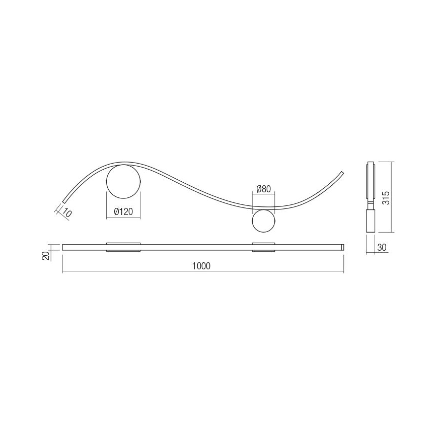 Redo 01-3112 - LED Stenska svetilka WAVE LED/11W/230V medenina