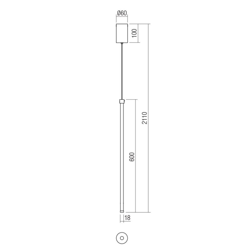 Redo 01-3116 - LED Lestenec na vrvici TABOO LED/9W/230V črna